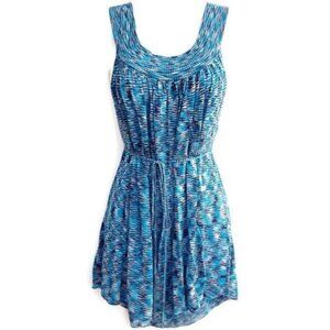 New Free People Sleeveless Space Dye Belted Mini Sweater Dress Blue Size S